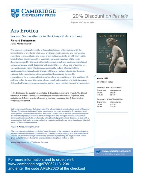 sex aesthetic|Ars Erotica: Sex and Somaesthetics in the Classical Arts of Love.